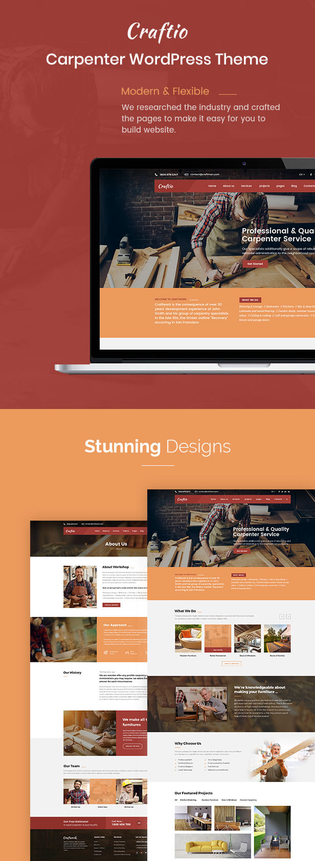 Craftio - Carpenter WordPress Theme - 1